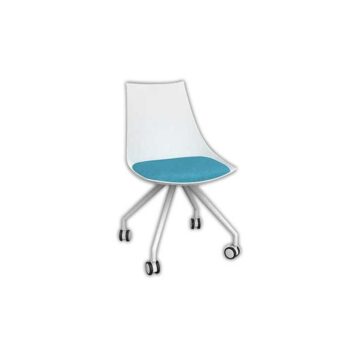 Planet White Chair with Castor Base - office furniture