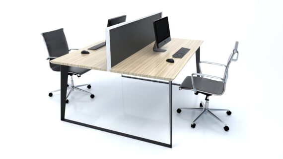 Razor+2+Person+workstation+light+oak