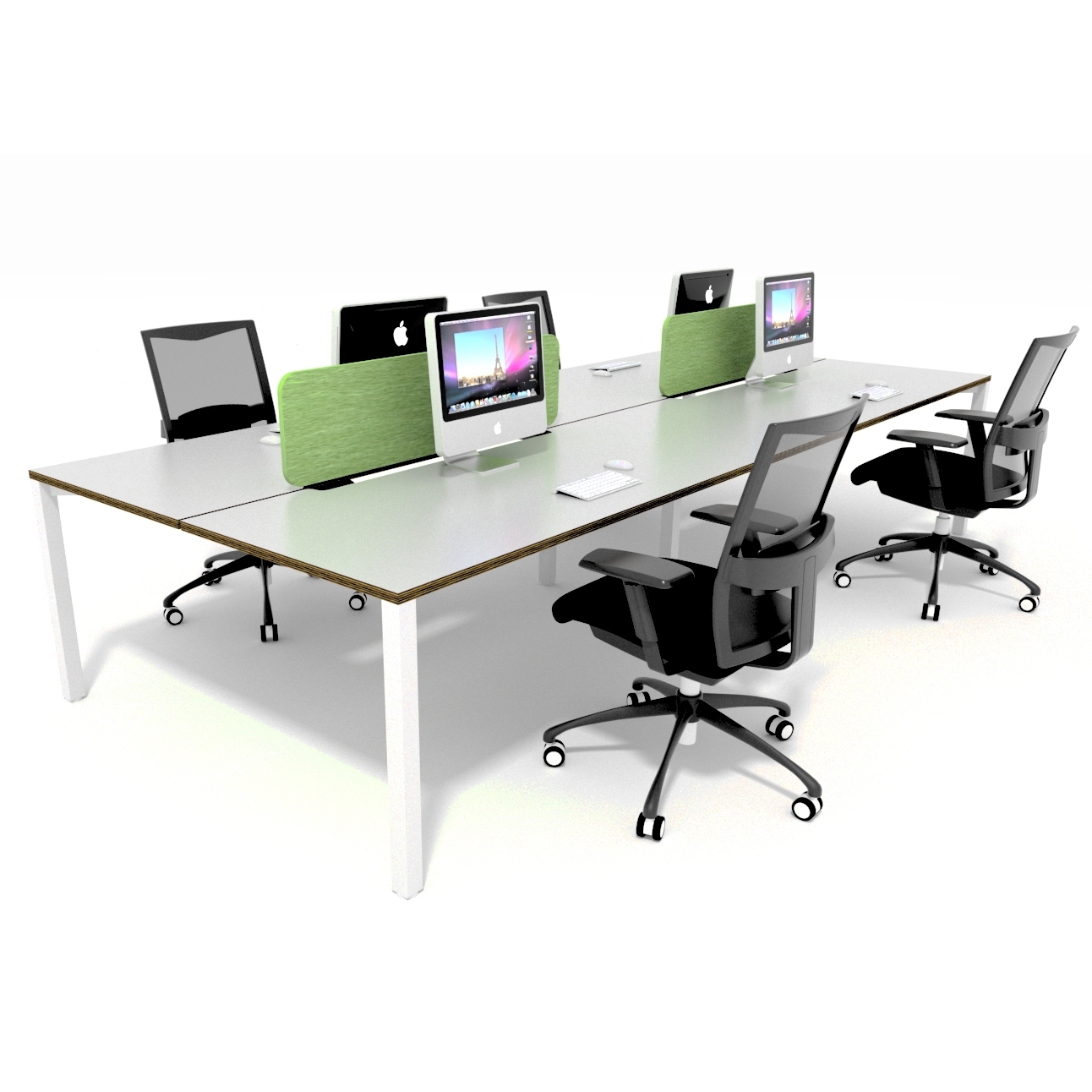 4 Person Workstation Desks With Acoustic Screens Workstations
