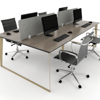 Skill 4 Person Workstation System with Wood Grain Leg - Workstations