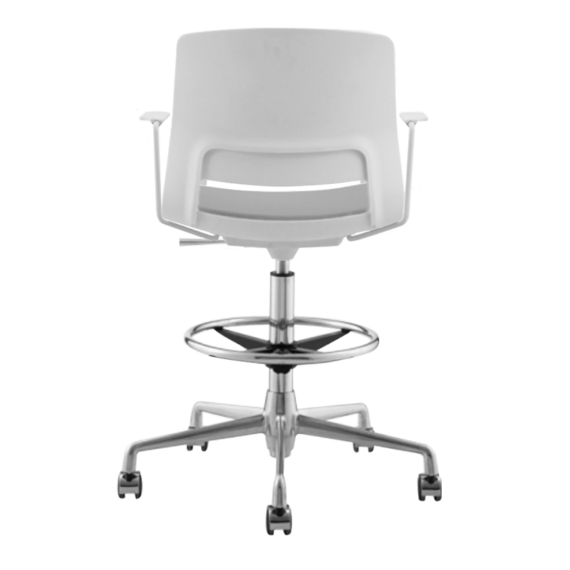 ARM STOOL SNOUT CASTOR WHITE GREYBLACK SEATPAD back