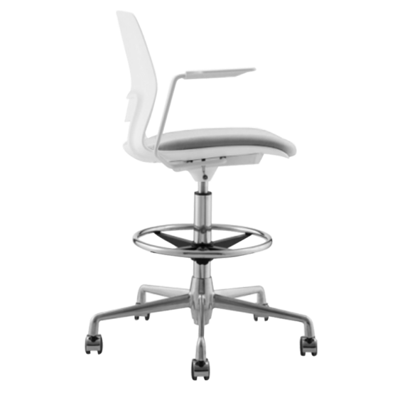 ARM STOOL SNOUT CASTOR WHITE GREYBLACK SEATPAD side