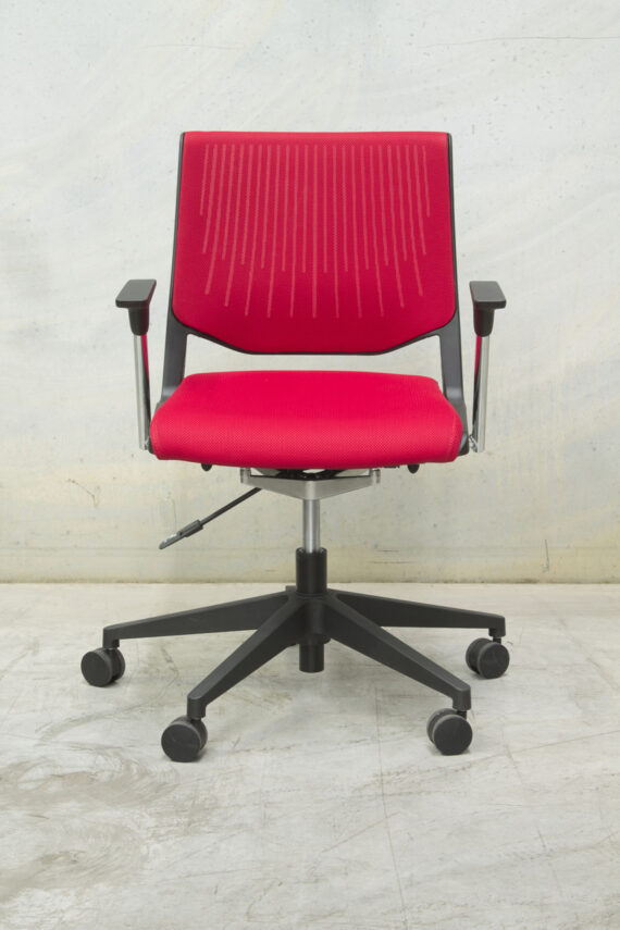 WD1020ULF RED 1 Wind Swivel Active Back Black Poly Shell With Arms Red Fabric Over Poly Back Red Seat Pad MANF121348
