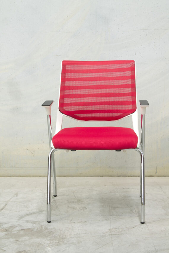 WD6020VLM WHT 1 Wind 4 Leg Active Back Chrome 4 Leg Frame White Shell Mesh Back Seat Pad with arms MANF121366